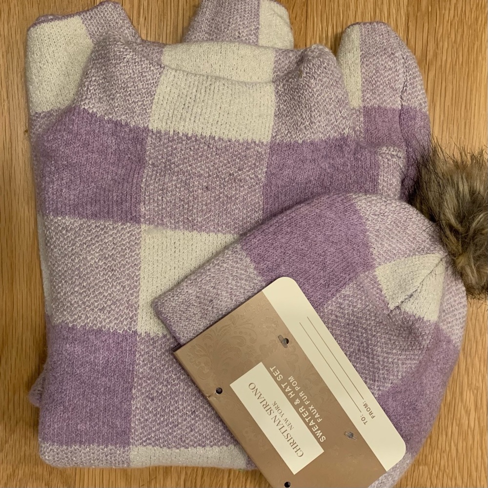 Christian Siriano hat and sweater set